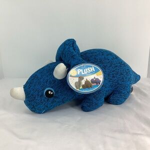 Toy Box Knit Dinosaur Plush Blue Triceratops Stuffed Animal Dino